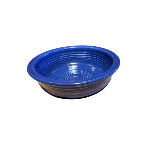 Vintage Fiesta Blue Ceramic Bowl With Ribbed Design - 6" Diameter x 2" Depth - Picture 4 of 9